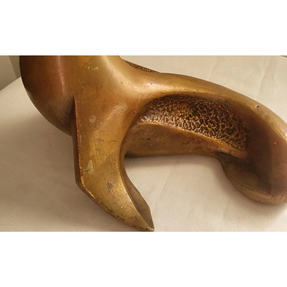 Vintage USA 951 Ceramic Pottery Seal Sea Lion Statue Sculpture Gold Glaze XLarge